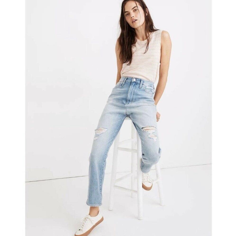 Madewell The Ripped Knee Momjean High Rise 24 AJ214